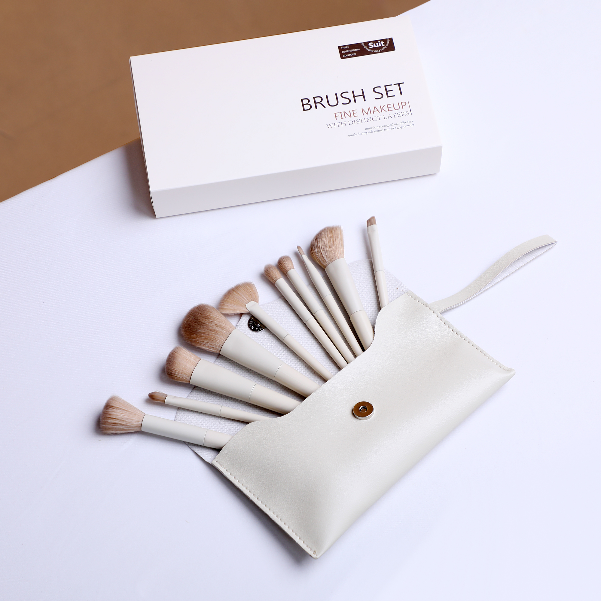 Complete 10-Piece Makeup Brush Set for Your Beauty Needs - Includes Powder, Foundation, Contour, Blush, Highlight, Blending, Color Application, Eyeshadow, Concealer, and Brow Brushes!