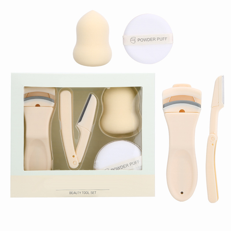 Eyelash curler Eyebrow trimmer Makeup Egg Cushion Powder Puff set
